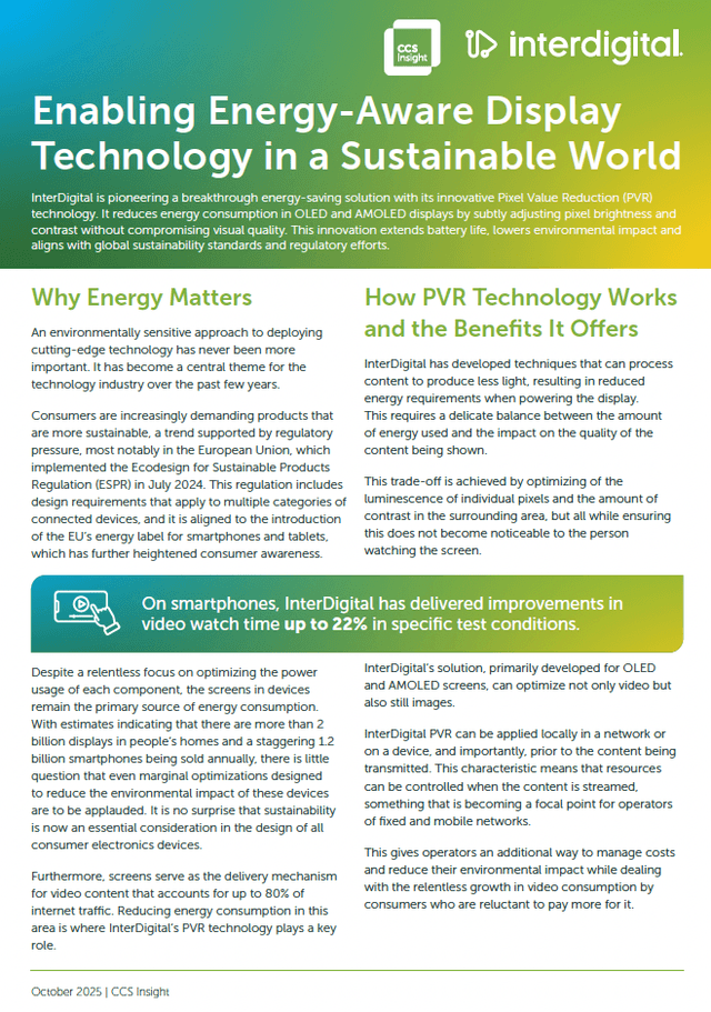 Thumbnail for the White Paper titled Enabling Energy-Aware Display Technology in a Sustainable World